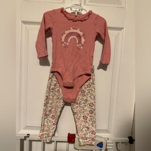 Cute Pink Onesie with Rainbow and Floral Pants
